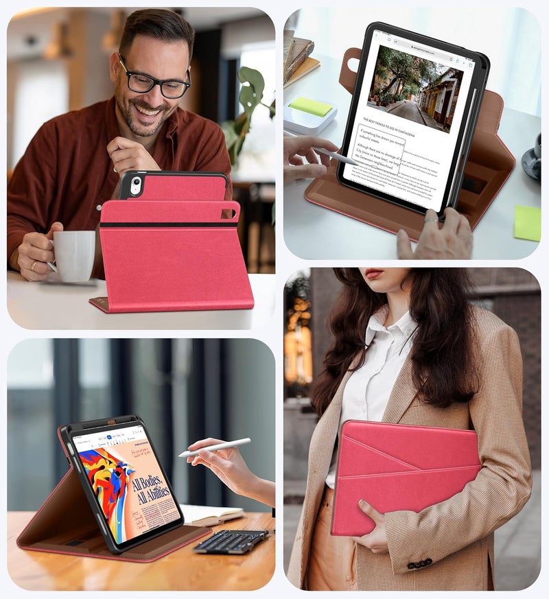 DTTO for iPad A16 Case, iPad 11th / 10th Generation Case (2025/2022), 360 Degree Rotating Premium Leather Folio Stand Cover with Pencil Holder, Watermelon Red - Image 5